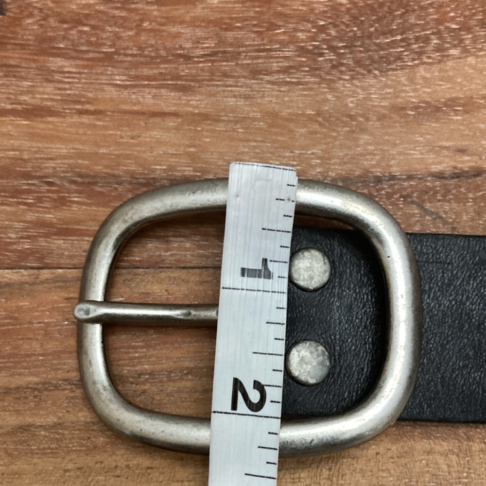 VINTAGE LUCKY BRAND 1990’S Black Genius Leather Belt with Silver Buckle F-M - Picture 8 of 11